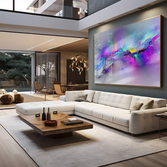 Quadro Decorativo: Jornada Cósmica Encantadora - quadros decorativos para sala 1 Tela, 1 Tela Horizontal - em living room premium