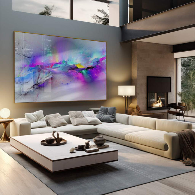 Quadro Decorativo: Jornada Cósmica Encantadora - quadros decorativos 1 Tela, 1 Tela Horizontal - em sala moderna