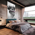 Quadro Decorativo: Jogo de Luz em Esculturas Monocromáticas - quadros decorativos 1 Tela Vertical, 3 Telas - em sala moderna