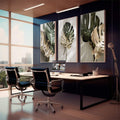 Quadro Decorativo Serenidade Tropical: Transforme Seu Espaço - quadros decorativos 1 Tela Vertical, 3 Telas - em sala moderna