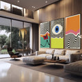 Quadro Decorativo Ondulações Abstratas: Transforme Seu Espaço - quadros decorativos para sala 1 Tela Vertical, 3 Telas - em quarto contemporaneo