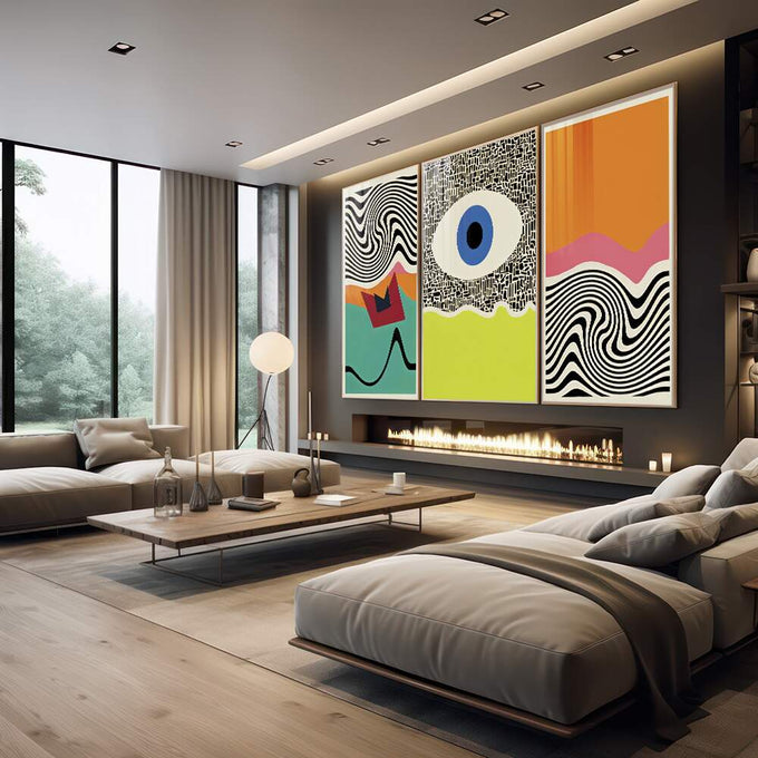 Quadro Decorativo Ondulações Abstratas: Transforme Seu Espaço - quadros decorativos 1 Tela Vertical, 3 Telas - em escritorio elegante