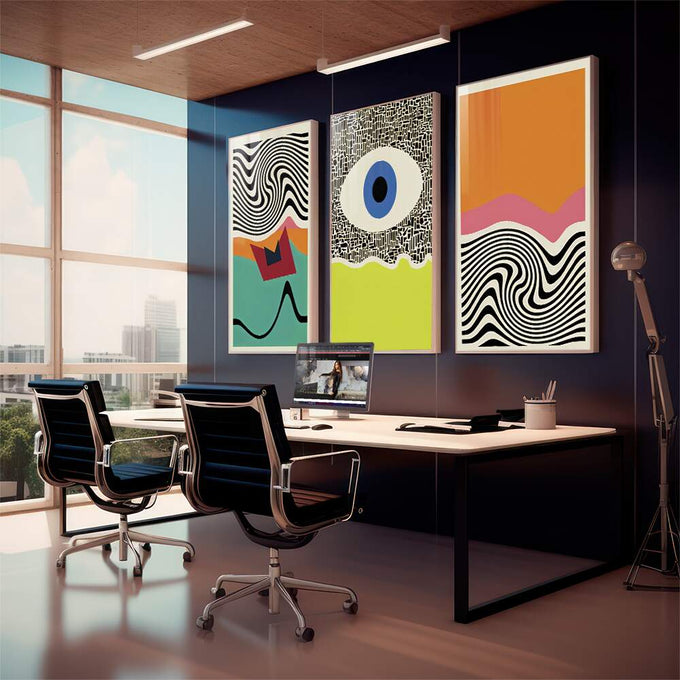 Quadro Decorativo Ondulações Abstratas: Transforme Seu Espaço - quadros decorativos 1 Tela Vertical, 3 Telas - em sala moderna