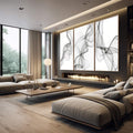 Quadro Decorativo: Elegância Abstrata Preto e Branco - quadros decorativos 1 Tela Vertical, 3 Telas - em escritorio elegante
