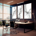 Quadro Decorativo: Elegância Abstrata Preto e Branco - quadros decorativos 1 Tela Vertical, 3 Telas - em sala moderna
