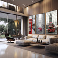 Quadro Decorativo: Magia de Londres em Cores Vibrantes - quadros decorativos para sala 1 Tela Vertical, 3 Telas - em quarto contemporaneo