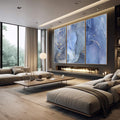 Quadro Decorativo: Oceano de Luxo em Azul e Ouro - quadros decorativos 1 Tela Vertical, 3 Telas - em escritorio elegante