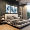 Quadro Decorativo: Elegância Azul e Dourada Única - quadros decorativos para sala 1 Tela Vertical, 3 Telas - em living room premium