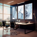 Quadro Decorativo Refúgio Abstrato em Azul ? Sua Paz Interior - quadros decorativos 1 Tela Vertical, 3 Telas - em sala moderna