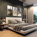 Quadro Decorativo Elegância Abstrata: Luxo em Preto e Ouro - quadros decorativos para sala 1 Tela Vertical, 3 Telas - em living room premium