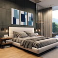 Quadro Decorativo: Harmonia Azul e Cinza, Inspira Modernidade - quadros decorativos para sala 1 Tela Vertical, 3 Telas - em living room premium