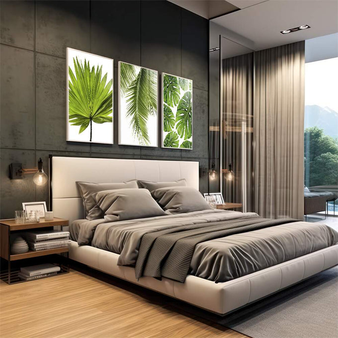 Quadro Decorativo Exuberância Verde: Renove Seu Ambiente - quadros decorativos para sala 1 Tela Vertical, 3 Telas - em living room premium