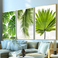 Quadro Decorativo Exuberância Verde: Renove Seu Ambiente - quadros decorativos para sala 1 Tela Vertical, 3 Telas - em ambiente decorado