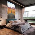 Quadro Decorativo Estrada para o Infinito: Revele Seu Caminho - quadros decorativos 1 Tela Vertical, 3 Telas - em sala moderna