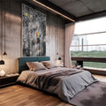 Quadro Decorativo: Íntimo Momento de Amor na Chuva - quadros decorativos 1 Tela Vertical, 3 Telas - em escritorio elegante