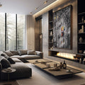 Quadro Decorativo: Íntimo Momento de Amor na Chuva - quadros decorativos 1 Tela Vertical, 3 Telas - em sala moderna