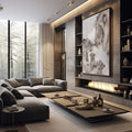 Quadro Decorativo: Amor Incondicional na Savana - quadros decorativos 1 Tela Vertical, 3 Telas - em sala moderna