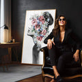 Quadro Decorativo: Essência Feminina e Flores em Aquarela - quadros decorativos para sala 1 Tela Vertical, 3 Telas - em living room premium