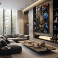Quadro Decorativo: Majestade Selvagem e Cores Encantadoras - quadros decorativos 1 Tela Vertical, 3 Telas - em escritorio elegante