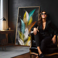 Quadro Decorativo Explosão de Penas: Toque de Alegria - quadros decorativos para sala 1 Tela Vertical, 3 Telas - em quarto contemporaneo