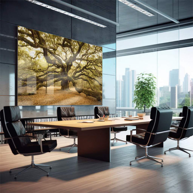 Quadro Decorativo: Serenidade do Carvalho em Floresta - quadros decorativos para sala 1 Tela, 1 Tela Horizontal - em quarto contemporaneo