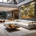 Quadro Decorativo: Serenidade do Carvalho em Floresta - quadros decorativos para sala 1 Tela, 1 Tela Horizontal - em living room premium