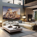 Quadro Decorativo Leões ao Pôr do Sol: União Familiar - quadros decorativos para sala 1 Tela, 1 Tela Horizontal - em quarto contemporaneo