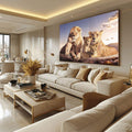 Quadro Decorativo Leões ao Pôr do Sol: União Familiar - quadros decorativos para sala 1 Tela, 1 Tela Horizontal - em ambiente decorado
