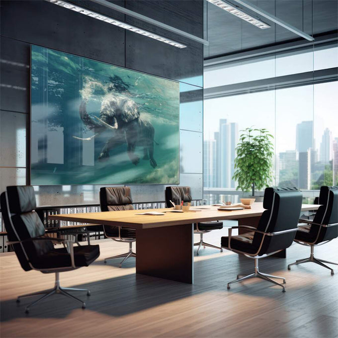 Quadro Decorativo Serenidade do Elefante na Água - quadros decorativos para sala 1 Tela, 1 Tela Horizontal - em quarto contemporaneo