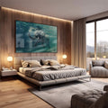Quadro Decorativo Serenidade do Elefante na Água - quadros decorativos 1 Tela, 1 Tela Horizontal - em escritorio elegante
