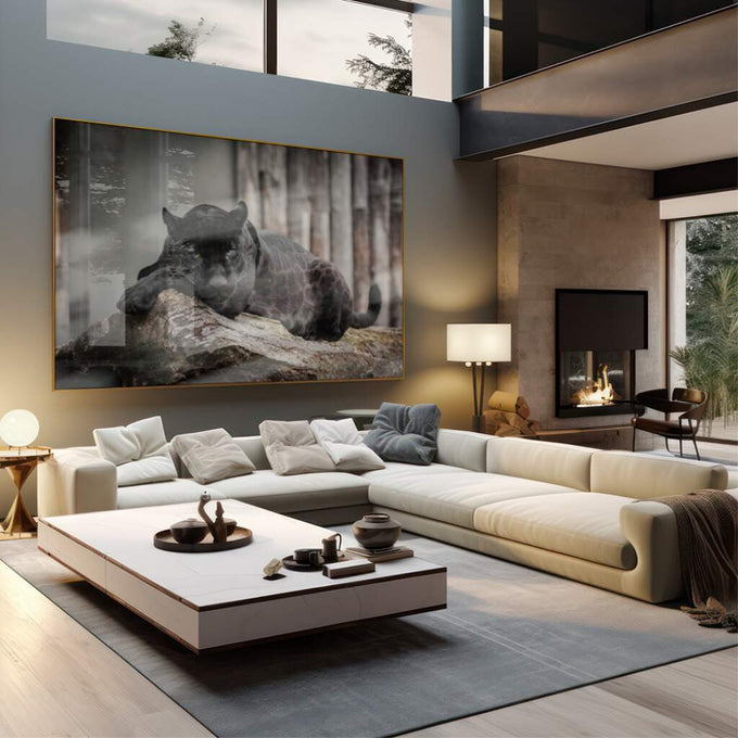 Quadro Decorativo Beleza Negra: Toque de Majestade - quadros decorativos 1 Tela, 1 Tela Horizontal - em sala moderna
