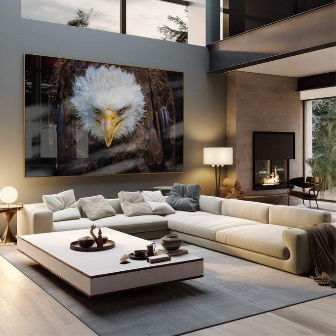 Quadro Decorativo Majestade Alada: Águia Poderosa - quadros decorativos 1 Tela, 1 Tela Horizontal - em escritorio elegante