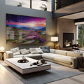 Quadro Decorativo - Refúgio Tranquilo em Cores Suaves - quadros decorativos 1 Tela, 1 Tela Horizontal - em sala moderna