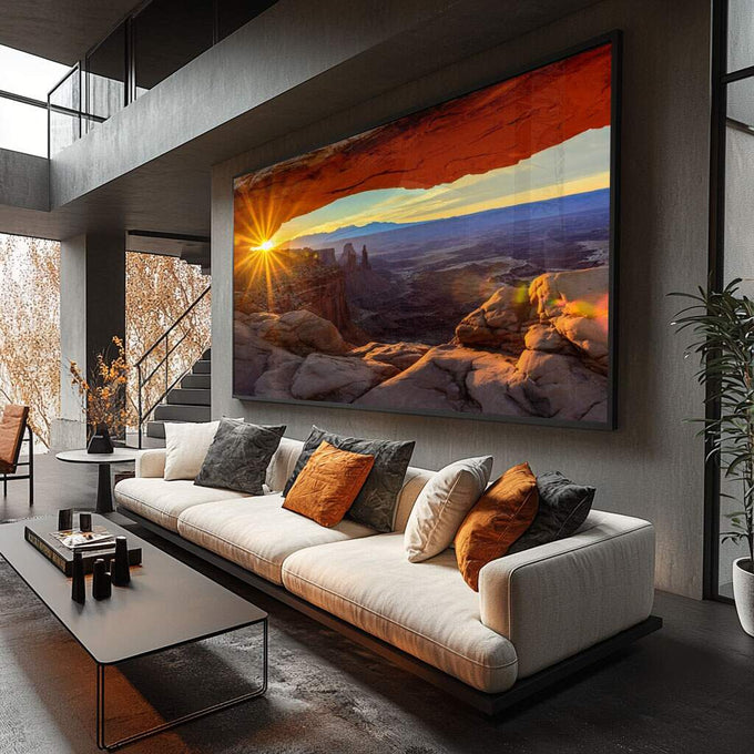 Quadro Decorativo Cânion ao Amanhecer: Inspiração Pura - quadros decorativos para sala 1 Tela, 1 Tela Horizontal - em ambiente decorado