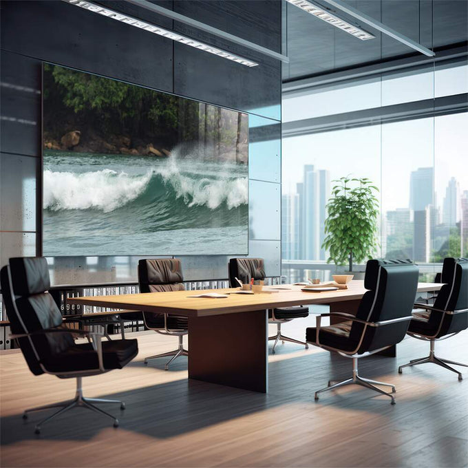 Quadro Decorativo Ondas serenas - Inspira Tranquilidade - quadros decorativos 1 Tela, 1 Tela Horizontal - em escritorio elegante