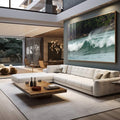 Quadro Decorativo Ondas serenas - Inspira Tranquilidade - quadros decorativos 1 Tela, 1 Tela Horizontal - em sala moderna