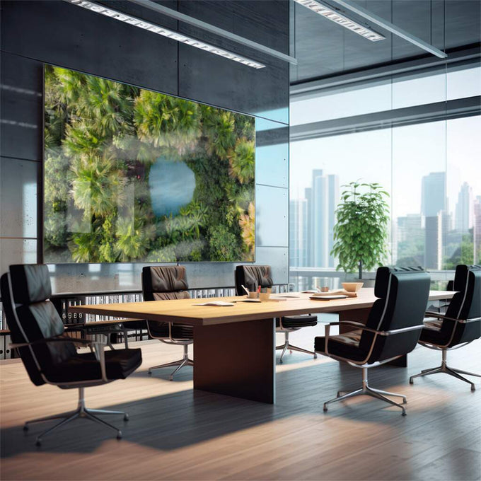 Quadro Decorativo Lagoa Encantada: Uma Janela para Paz - quadros decorativos para sala 1 Tela, 1 Tela Horizontal - em living room premium