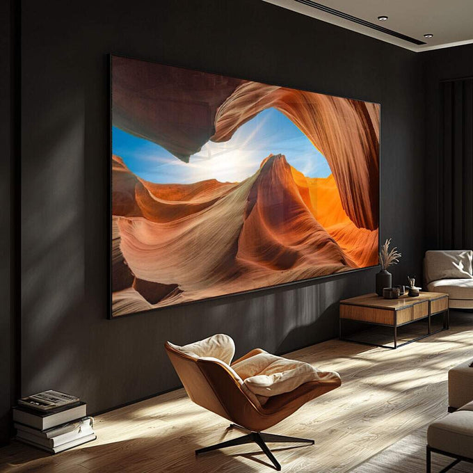 Quadro Decorativo Impactante - Dunas ao Entardecer - quadros decorativos para sala 1 Tela, 1 Tela Horizontal - em ambiente decorado