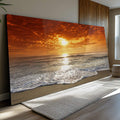 Quadro Decorativo Mar ao Pôr do Sol: Beleza Serena - quadros decorativos para sala 1 Tela, 1 Tela Horizontal - em ambiente decorado