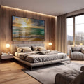Quadro Decorativo: Encantador Pôr do Sol na Praia - quadros decorativos 1 Tela, 1 Tela Horizontal - em escritorio elegante