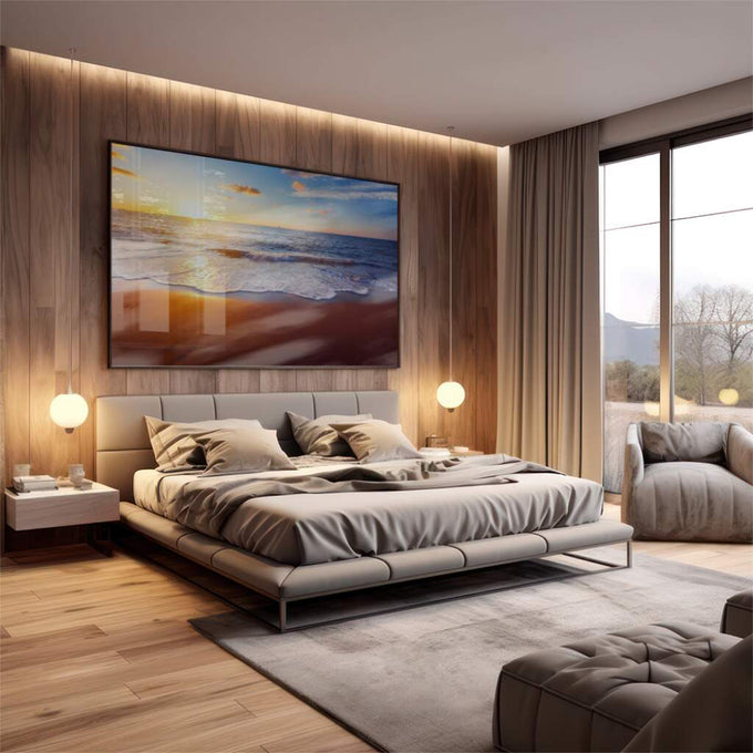 Quadro Decorativo: Crepúsculo Tranquilo na Praia - quadros decorativos 1 Tela, 1 Tela Horizontal - em escritorio elegante