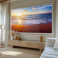 Quadro Decorativo: Crepúsculo Tranquilo na Praia - quadros decorativos para sala 1 Tela, 1 Tela Horizontal - em ambiente decorado