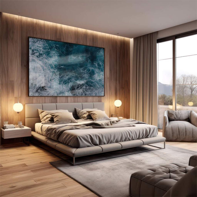 Quadro Decorativo Oceano Poderoso: Harmonia do Mar - quadros decorativos 1 Tela, 1 Tela Horizontal - em escritorio elegante