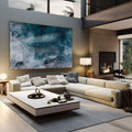 Vista aérea de ondas do mar agitado em azul profundo com espuma branca, quadro decorativo