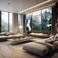 Quadro Decorativo Majestade da Montanha - Beleza Serena - quadros decorativos 1 Tela Vertical, 3 Telas - em escritorio elegante
