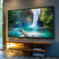Quadro Decorativo: Cascata na Selva - Tranquilize seu Espaço - quadros decorativos para sala 1 Tela, 1 Tela Horizontal - em ambiente decorado