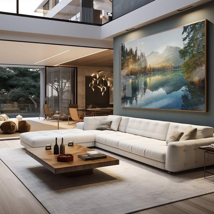 Quadro Decorativo Beleza Matinal: Amanhecer Majestoso - quadros decorativos para sala 1 Tela, 1 Tela Horizontal - em living room premium
