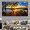 Quadro Decorativo O Encanto do Entardecer: Sinta a Paz - quadros decorativos para sala 1 Tela, 1 Tela Horizontal - em ambiente decorado