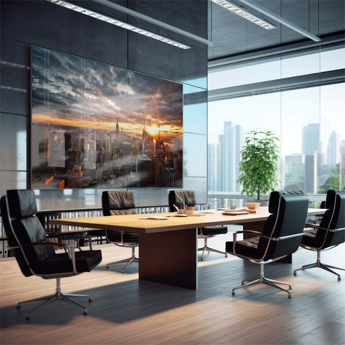 Quadro Decorativo Crepúsculo Urbano de Nova Iorque - quadros decorativos para sala 1 Tela, 1 Tela Horizontal - em quarto contemporaneo