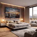 Quadro Decorativo Crepúsculo Urbano de Nova Iorque - quadros decorativos 1 Tela, 1 Tela Horizontal - em escritorio elegante